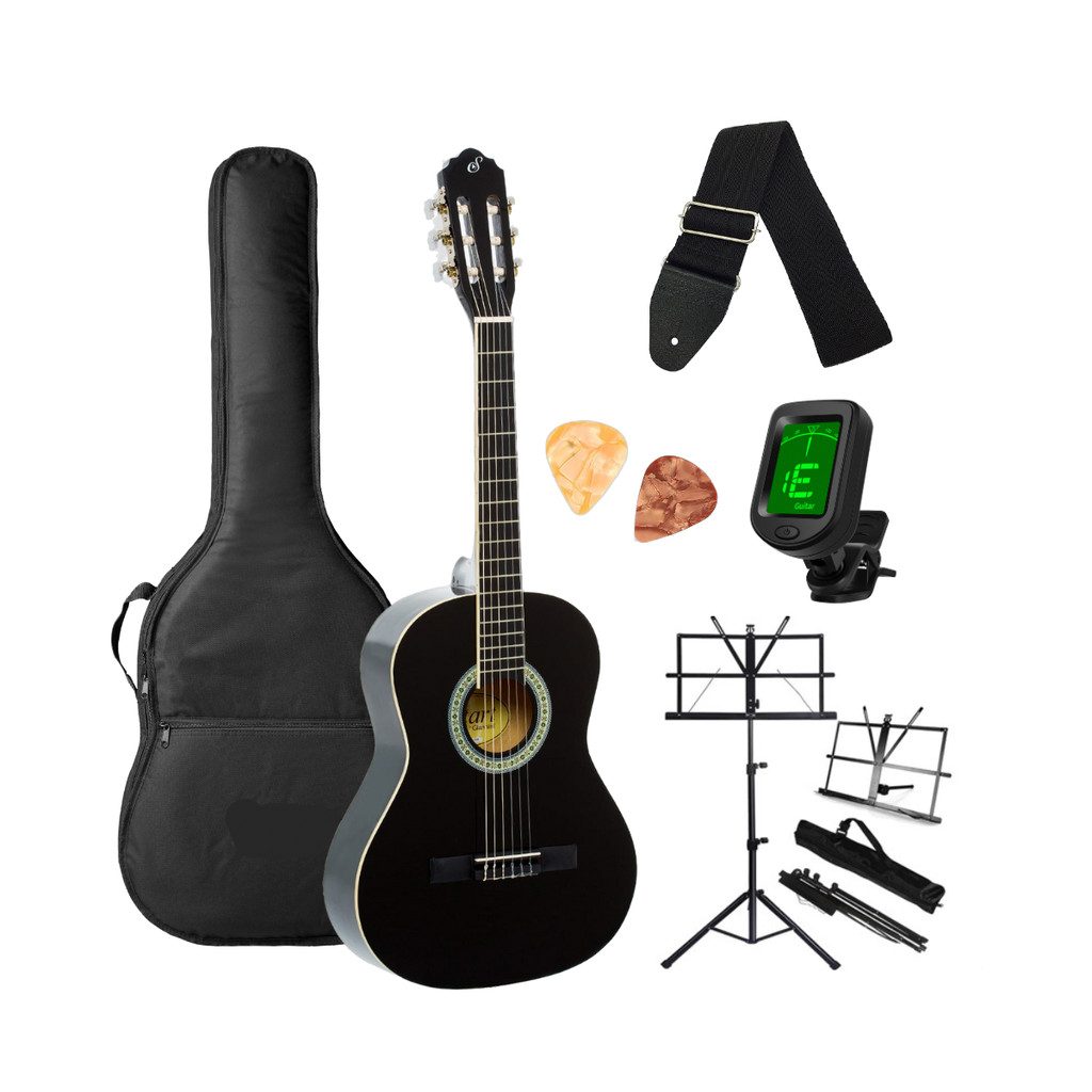 Violão 3/4 Infantil Estudante Preto Destro Giannini Start N-6 BK com Acessórios Completo