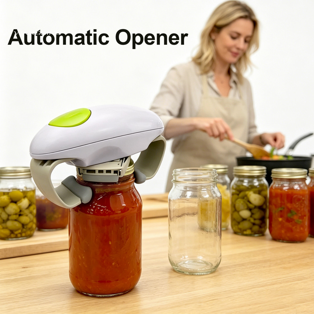 Heavy Duty Jar Opener Electric with Dual Handles – One-button Automatic Lid Remover for Stubborn Glass Jars 30-88mm Pe