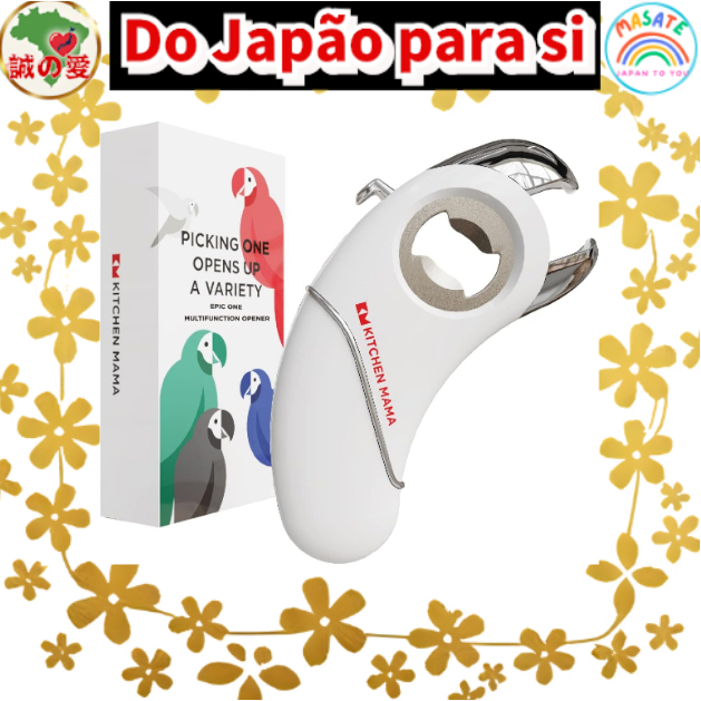 Kitchen Mama Epic 4-in-1 Electric Can Opener, Automatic Handheld Bottle & Jar Opener, Safety Smooth Edge Cut 【Do Japão p
