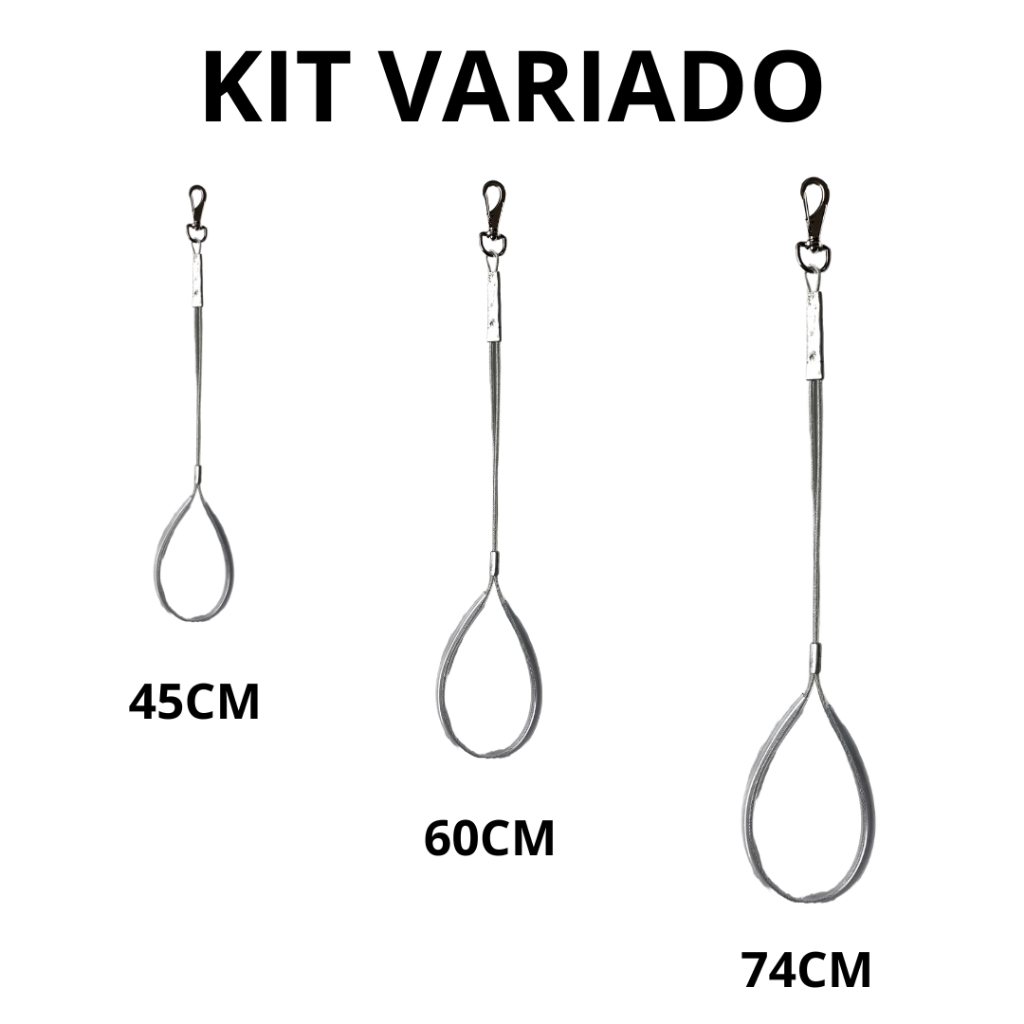 Kit Conjunto Com 3 Guias De Contenção Para Cães Banho e Tosa Veterinário Pet – Aço Revestido