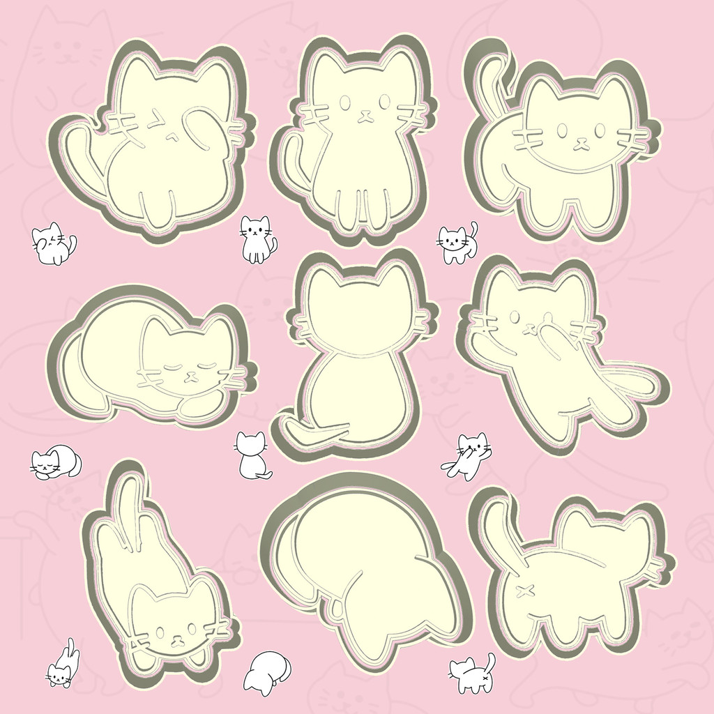 CORTADORES DE BISCOITO DE ANIMAIS – CONJUNTO FOFO DE GATOS / PACOTE – 9 PEÇAS