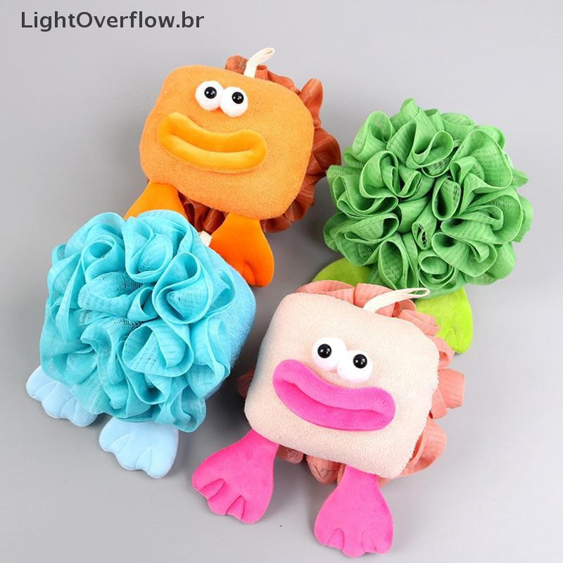 [LightOverflow] Desenho Animado Fofo Grande Chuveiro Malha Esponja Banho Bolha Bola Bucha Escova Esfoliante Corporal Lim