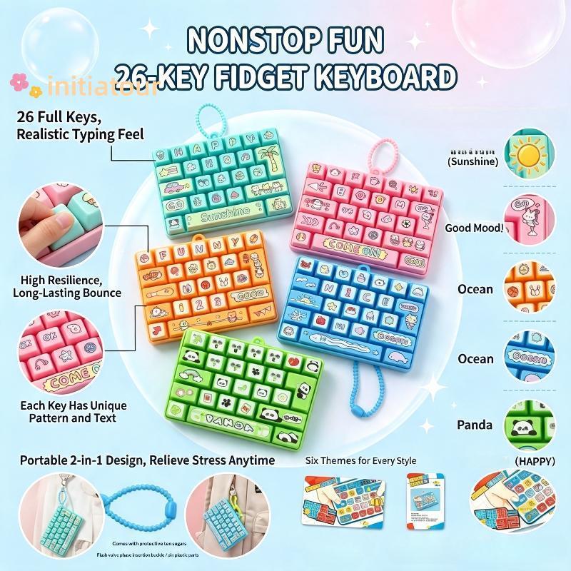 [Init-t] Brinquedo De Teclado De Bolha De Desenho Animado Fofo Depressão Sensorial De 26 Teclas Para Adultos Trabalho Al