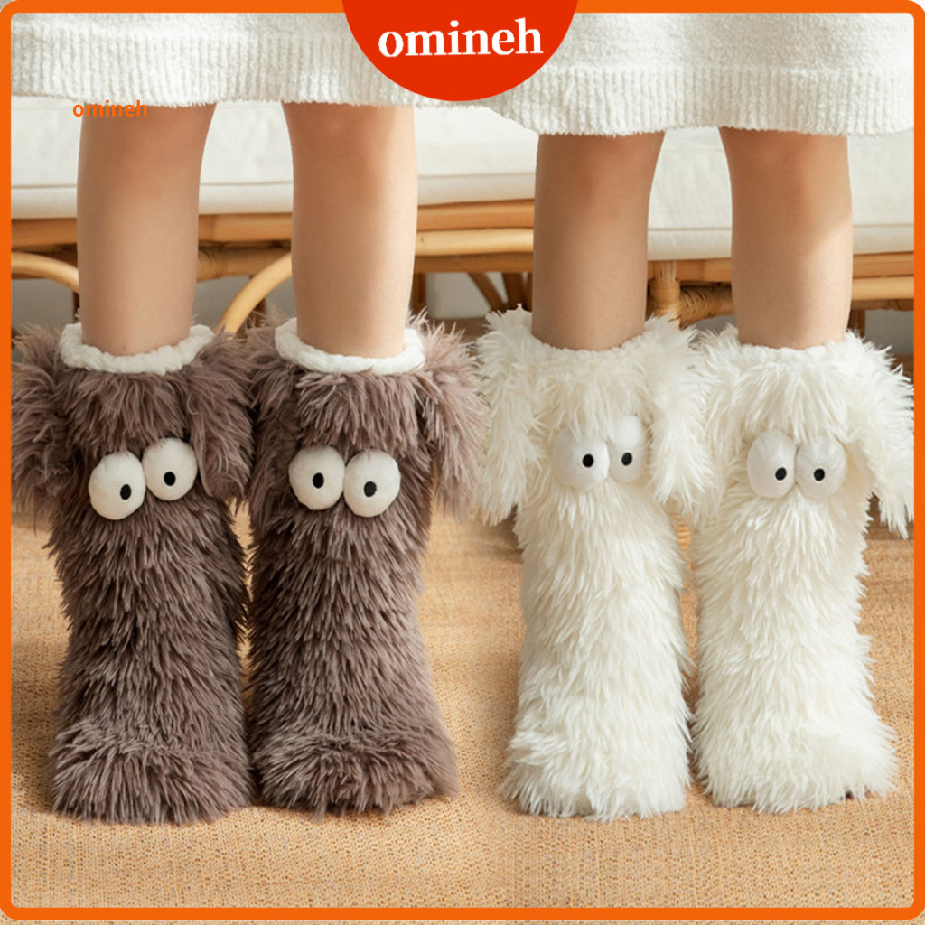 Indoor Fluffy Socks Cozy Fleece Lined Slipper with Cute Floppy Ears Anti-slip Soles Warm Fuzzy Winter for Home Bedroom O