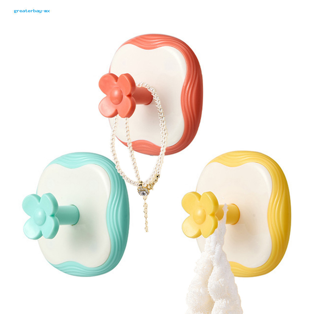 3pcs Waterproof Flower Adhesive Hooks – Cute Wall for Bathroom Kitchen Bedroom Entryway Perfect for Towels Clothes Sto
