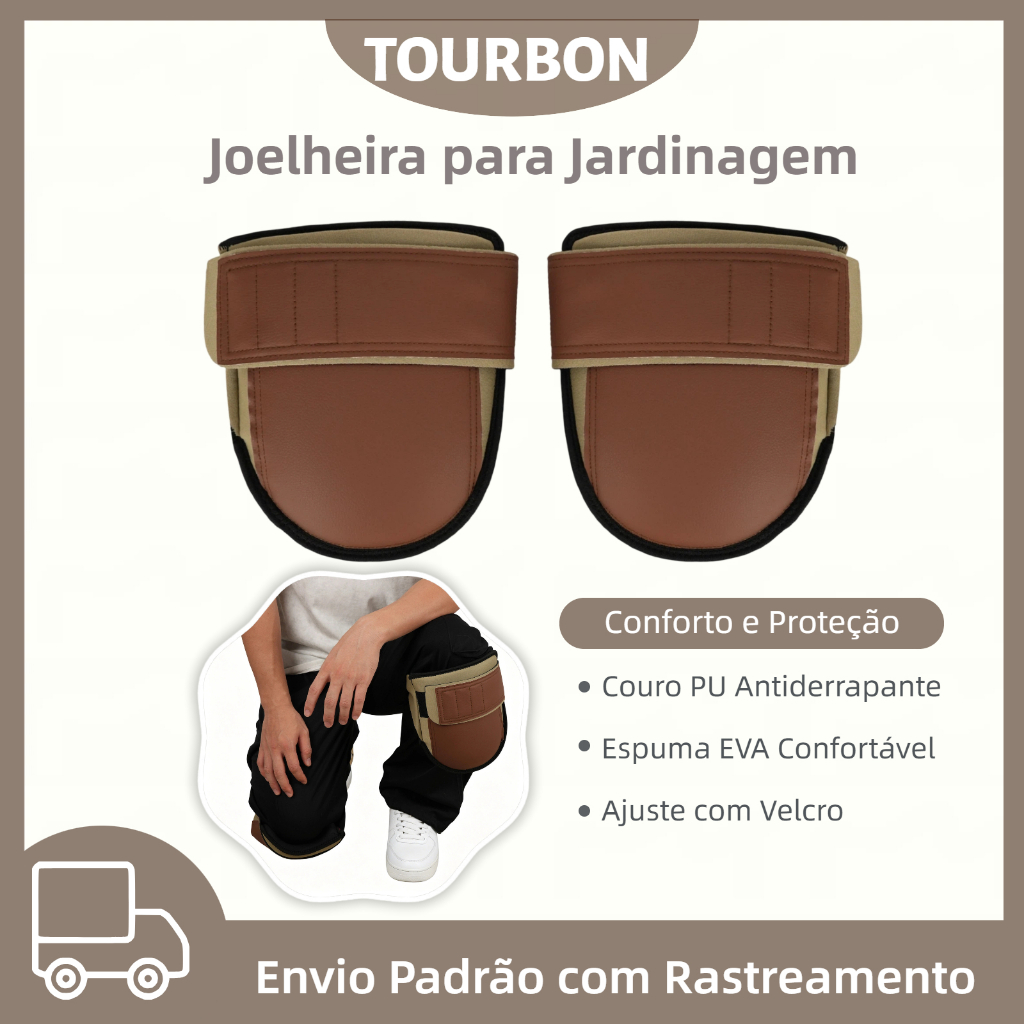 TOURBON Joelheiras De Jardinagem Em Couro PU Antiderrapante Almofada De Ajoelhamento Espuma EVA Alças Ajustáveis Para Ca