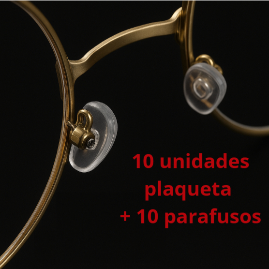 10 Plaquetas De Silicone Para Óculos + 10 Parafusos De Plaqueta /Almofada/Confortável/Antiderrapante