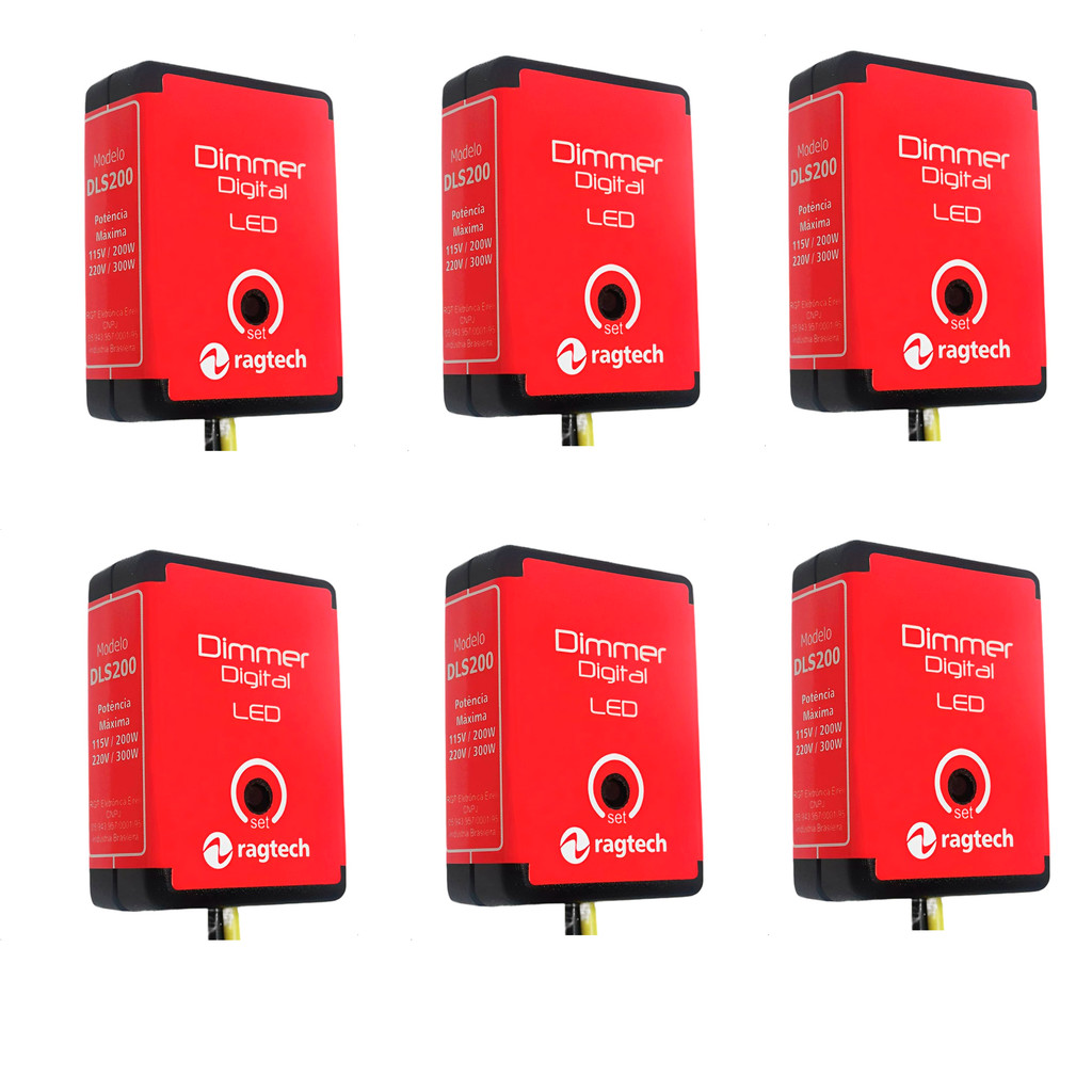 6 Dimmer Digital Bivolt Aparelho Regulagem Intensidade Luminosa Led Modelo DLS200  Ragtech 20DIM4440