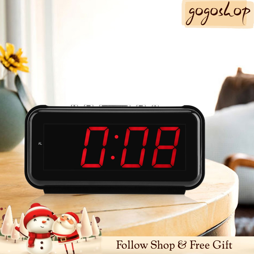 Gogoshopp-br 220V Mesa Eletrônica Despertador Digital Desktop Grande Tela LED de 1,8 polegadas Função Snooze (Vermelho)