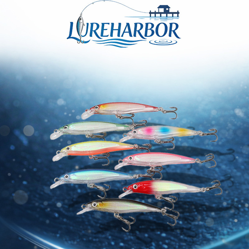 LUREHARBOR 9cm8g Isca Long Shot Submerso Minnow Laser Reflexivo Vibratório Contas de Afundamento Lento