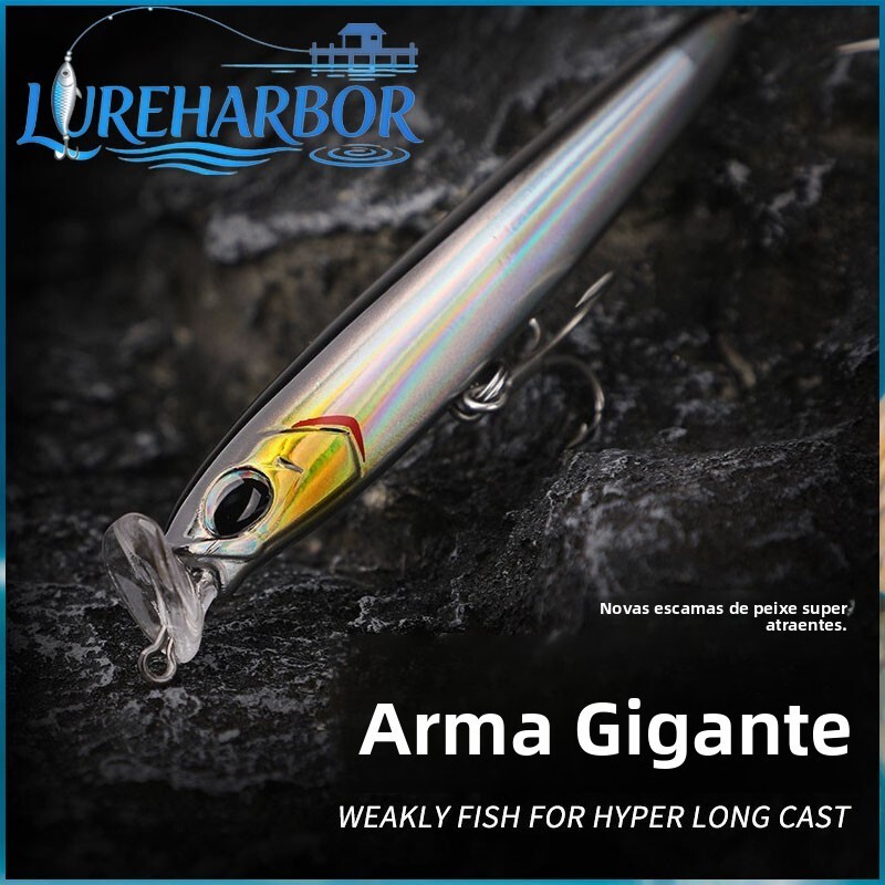 LUREHARBOR 13/17g Choke Water White Strip Lápis de água submersa Tremendo Afundando Isca de tiro Ultra longo