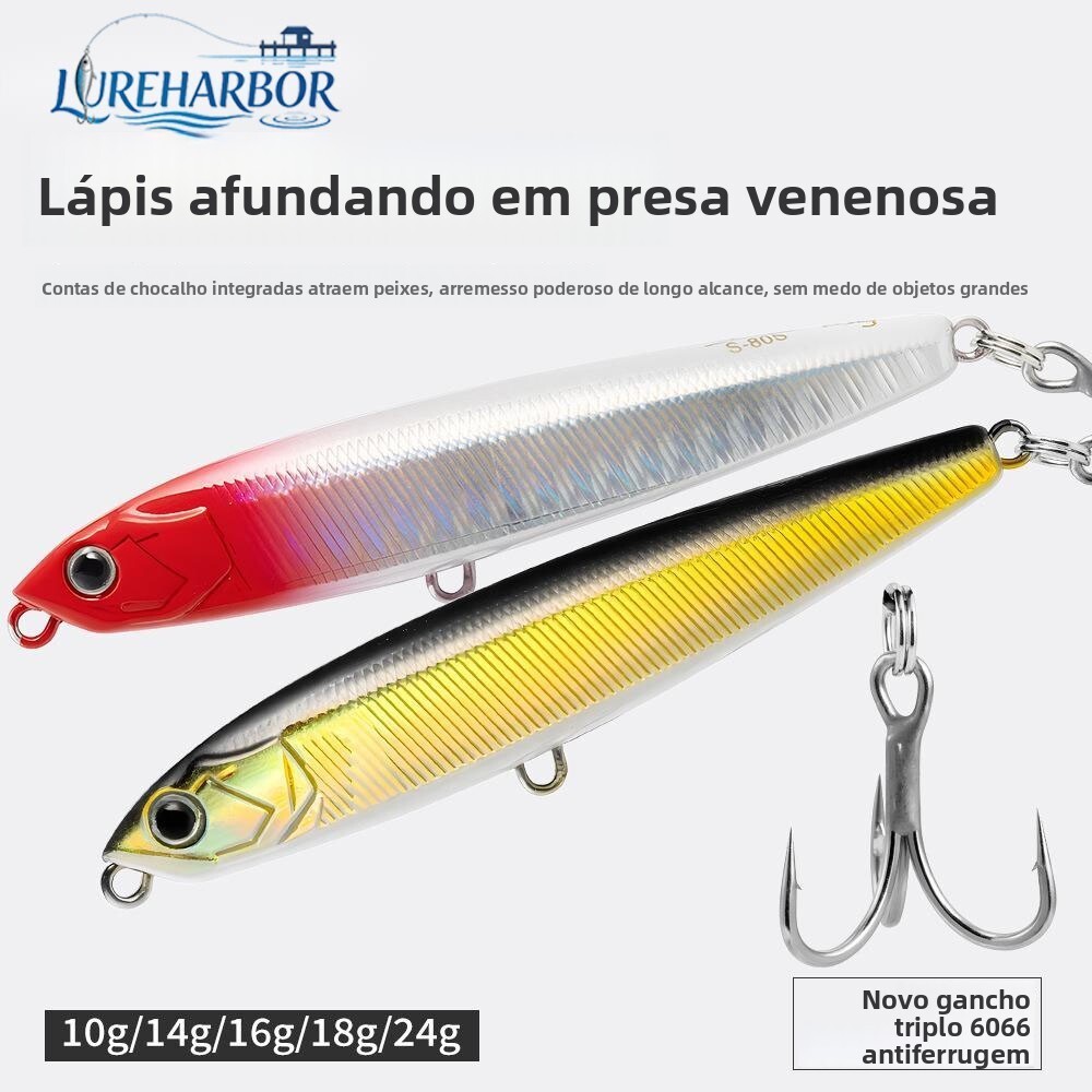 LUREHARBOR 10/14/16/18/24g tiro longo tremendo afundando dentes lápis isca tocando contas novo gancho Anti-ferrugem