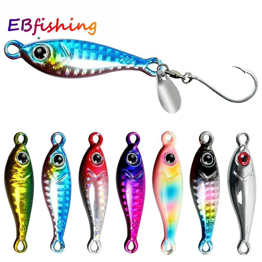 1 Pçs 5g-40g Isca De Pesca Metal Gabarito Lantejoulas Longo Tiro Colher Artificial Gancho Girador Afundando Fundição