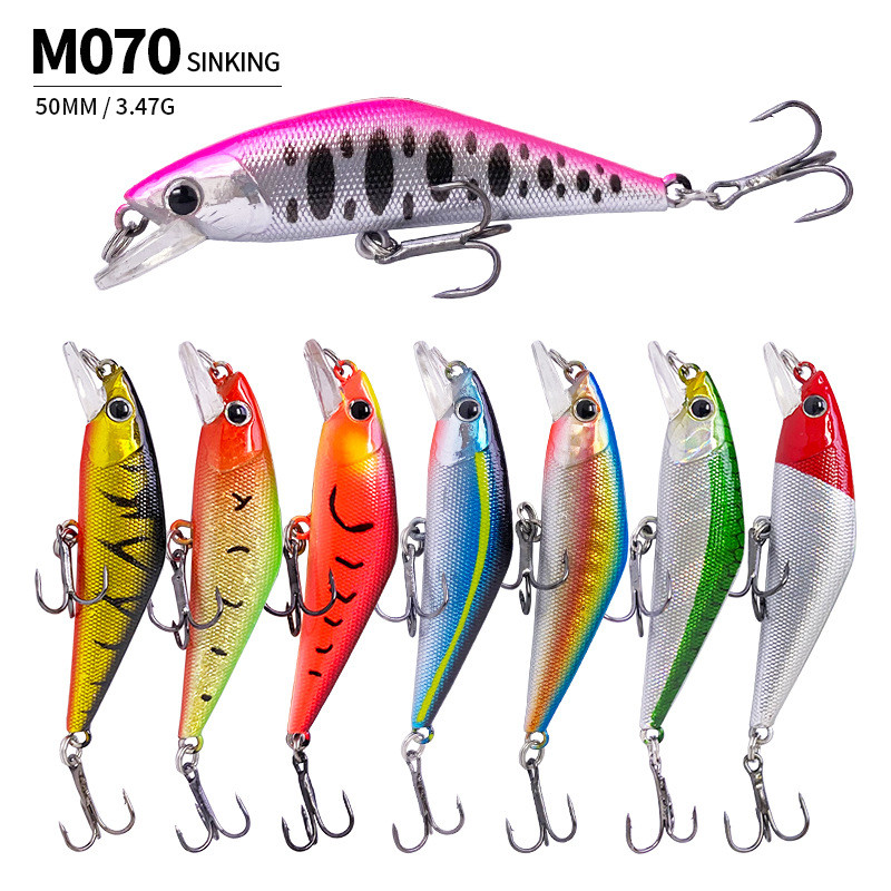 Isca falsa Minnow 50MM/3.47G água submersa tiro longo pesca de água doce robalo peixe selvagem cauda vermelha isca falsa