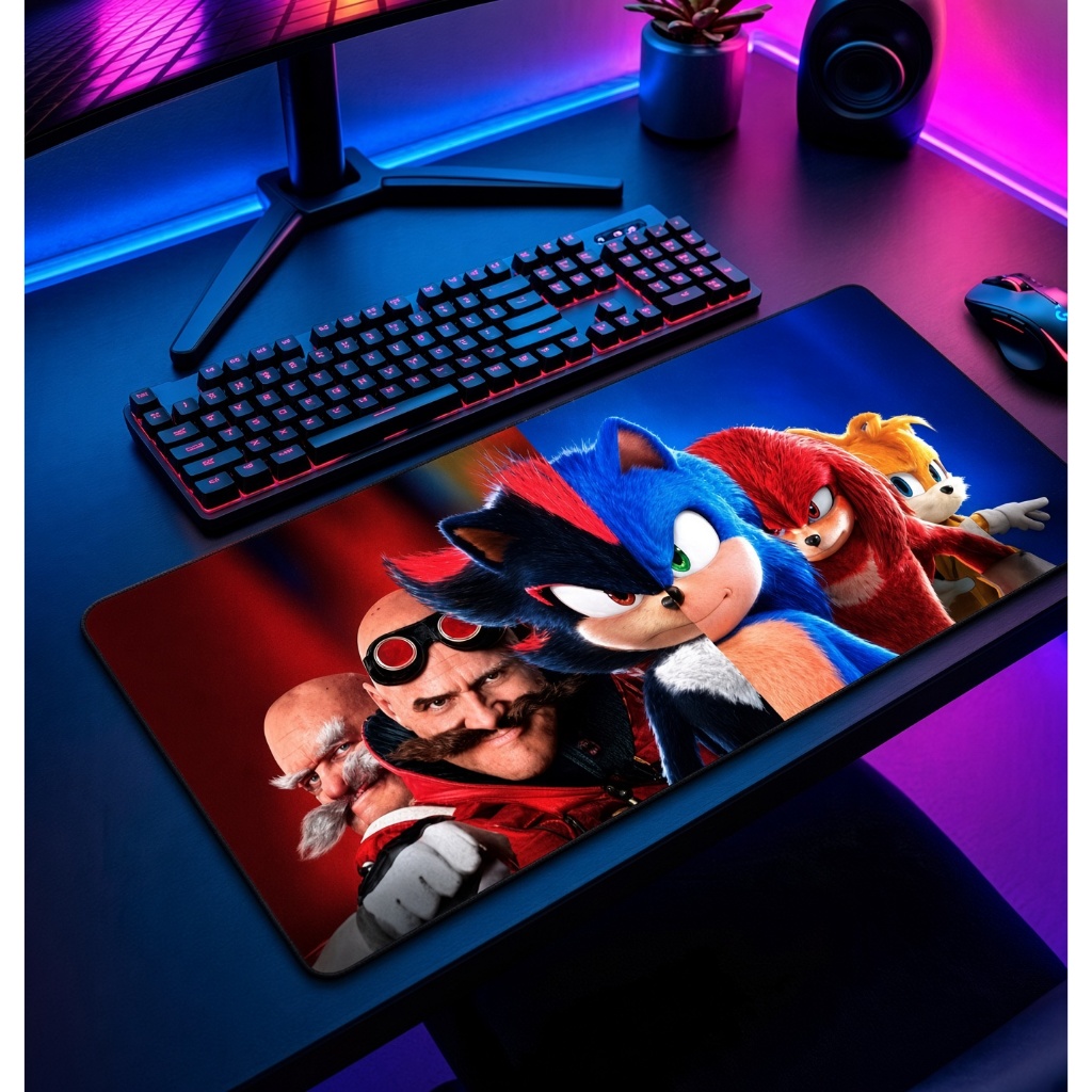 Mouse Pad Gamer Grande Desk Pad Estampa Estilo Sonic Shadow Knuckles Tails Antiderrapante Fácil De Limpar