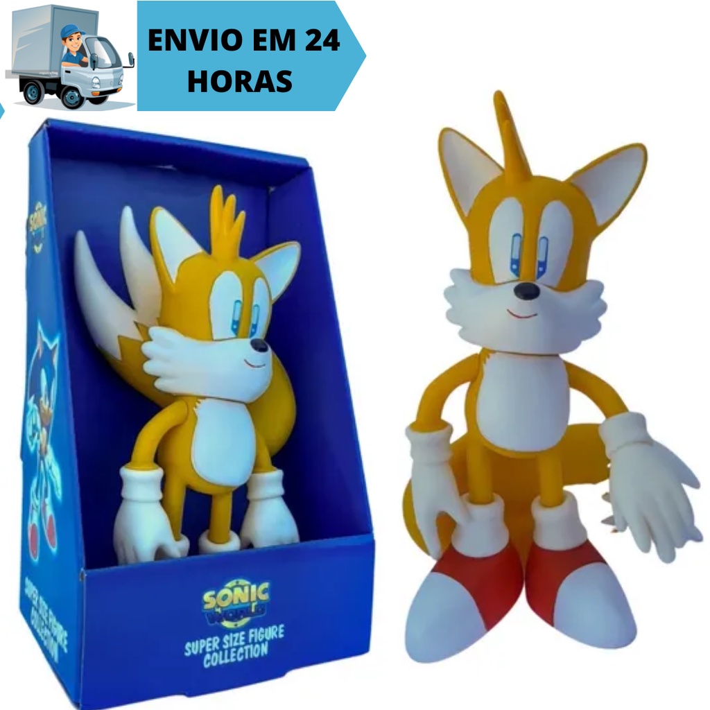 Boneco Tails Grande Sonic Collection Articulado 25cm Caixa Origin