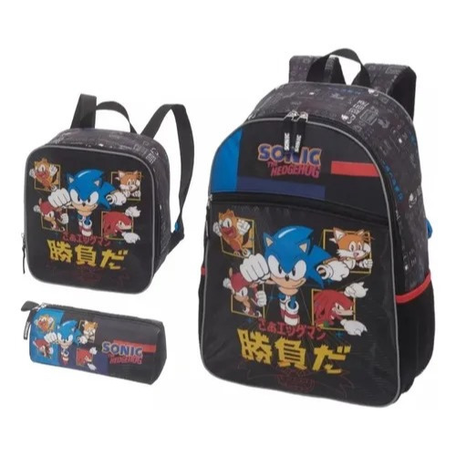 Kit Mochila Infantil Boneco Sonic E Tails Costas Tam Grande