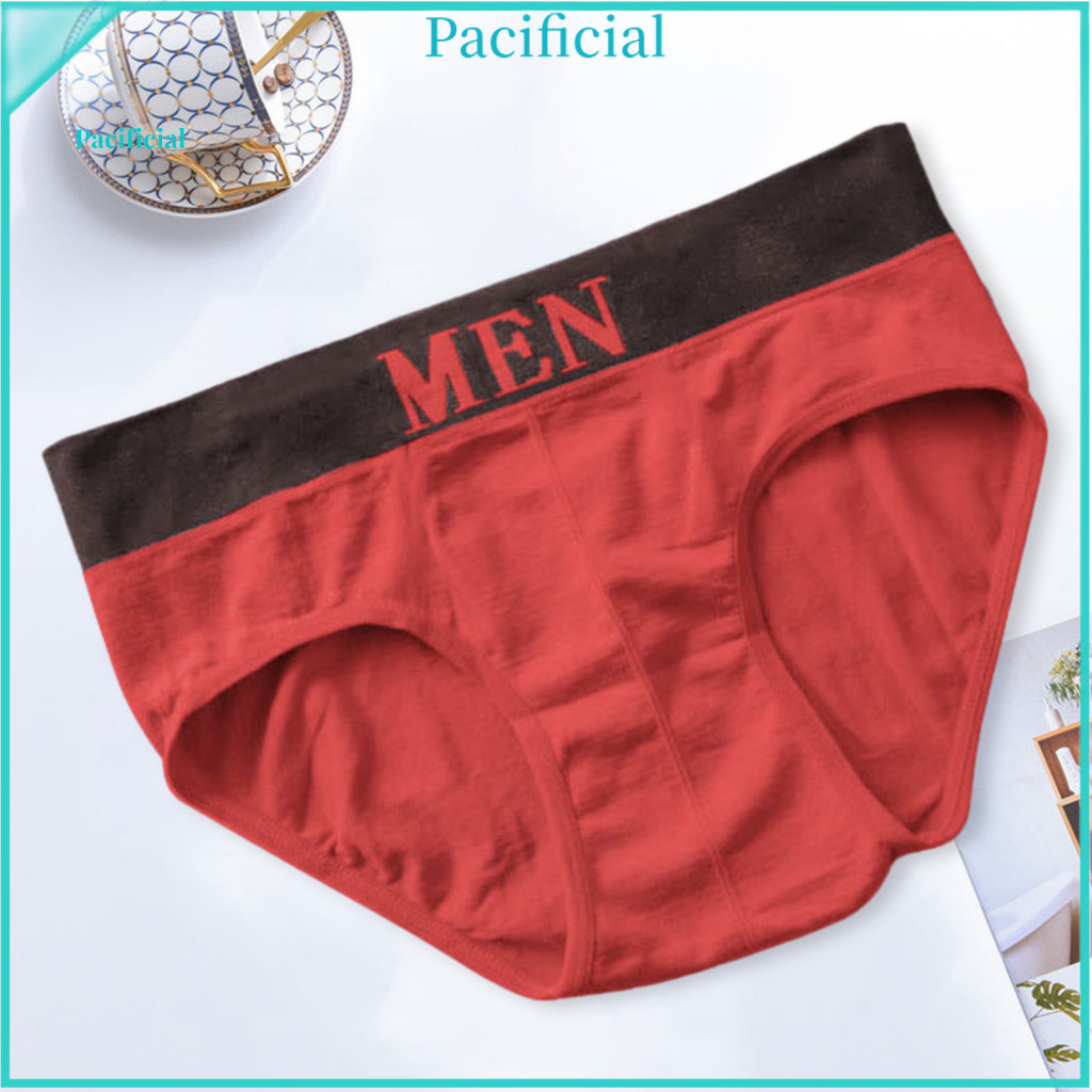 Letter Decoration Underwear Men Underpants Men's Mid Waist Seamless Breathable Quick Dry Soft Cotton Stretchy Briefs wit