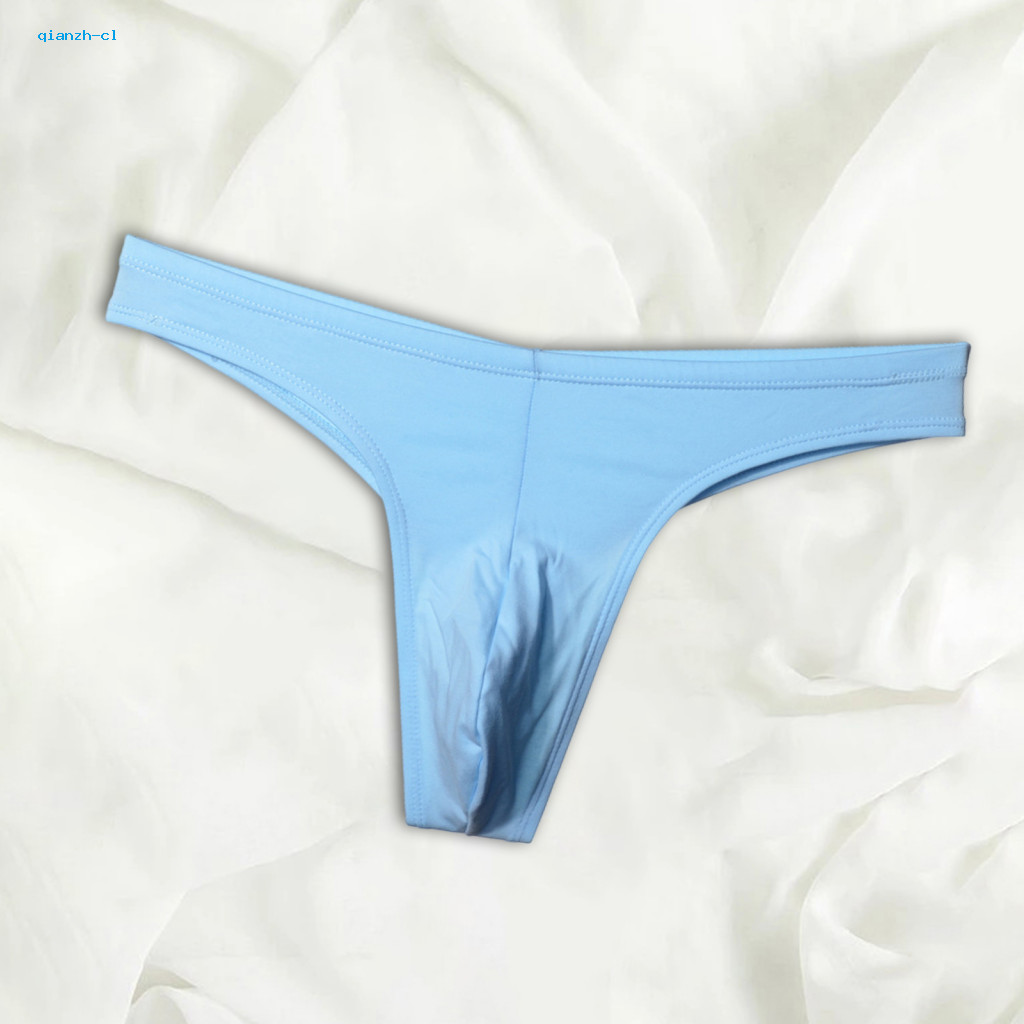 Men Thong Underwear Solid Color Men's Low-rise U-convex Briefs Elastic Waistband Seamless Sport Style Thin Breathable Pa