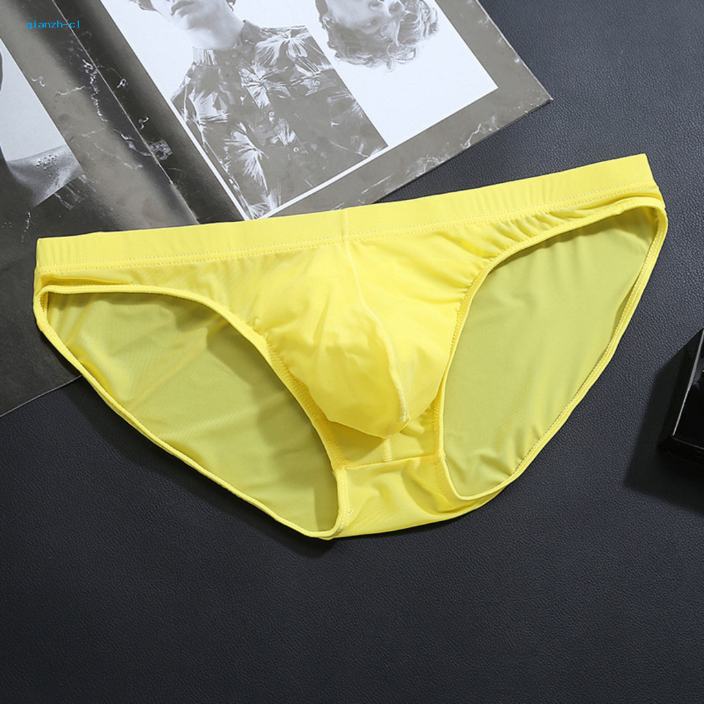 Elastic Seamless Underwear One-piece Solid Color Underpants Men's Low Waist Ice Silk Breathable Quick-dry Soft Briefs Co