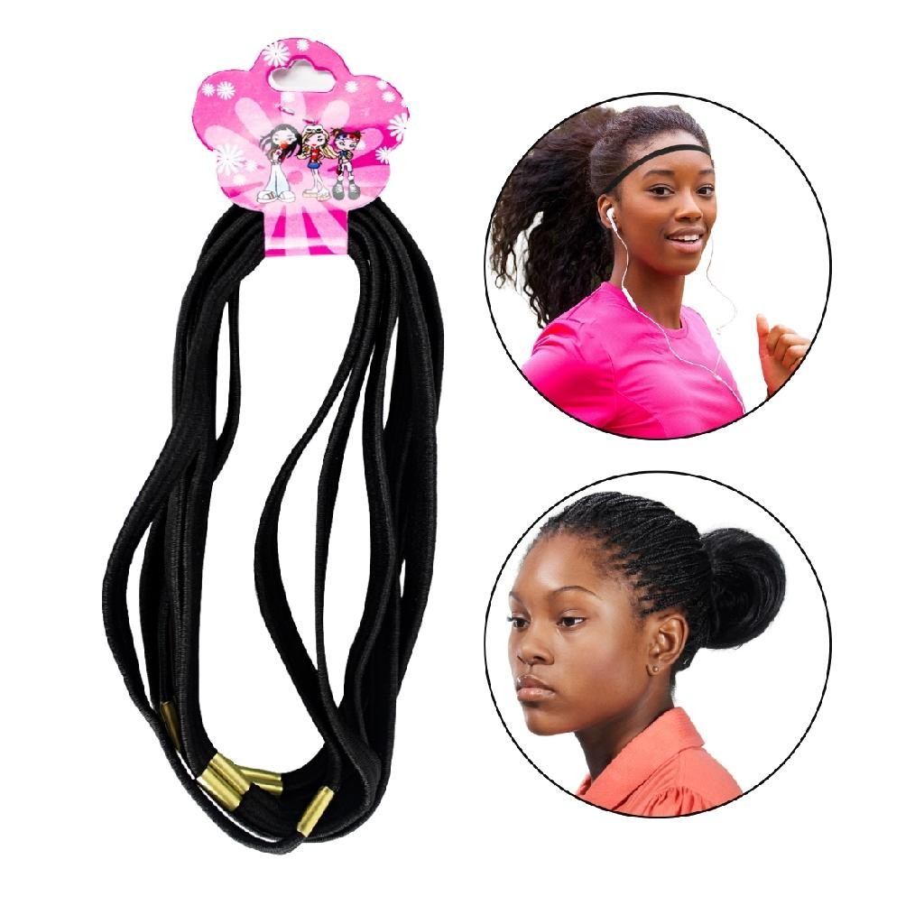 Kit 12 Elástico Preto Faixa Arco Cabelo Masculino Feminino Musculação Corrida Acessório Academia Gym