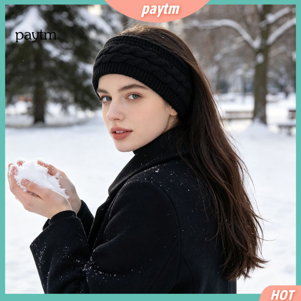 Winter Knitted Ear Warmer Headband Fashionable Twist Knit Head Wrap Headbands for Women Thick Fleece Lined Warmers Warm