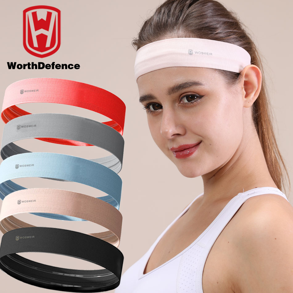 Faixas de suor Worthdefence para cabelo feminino, faixas esportivas antideslizantes, tiara com absorção de umidade para