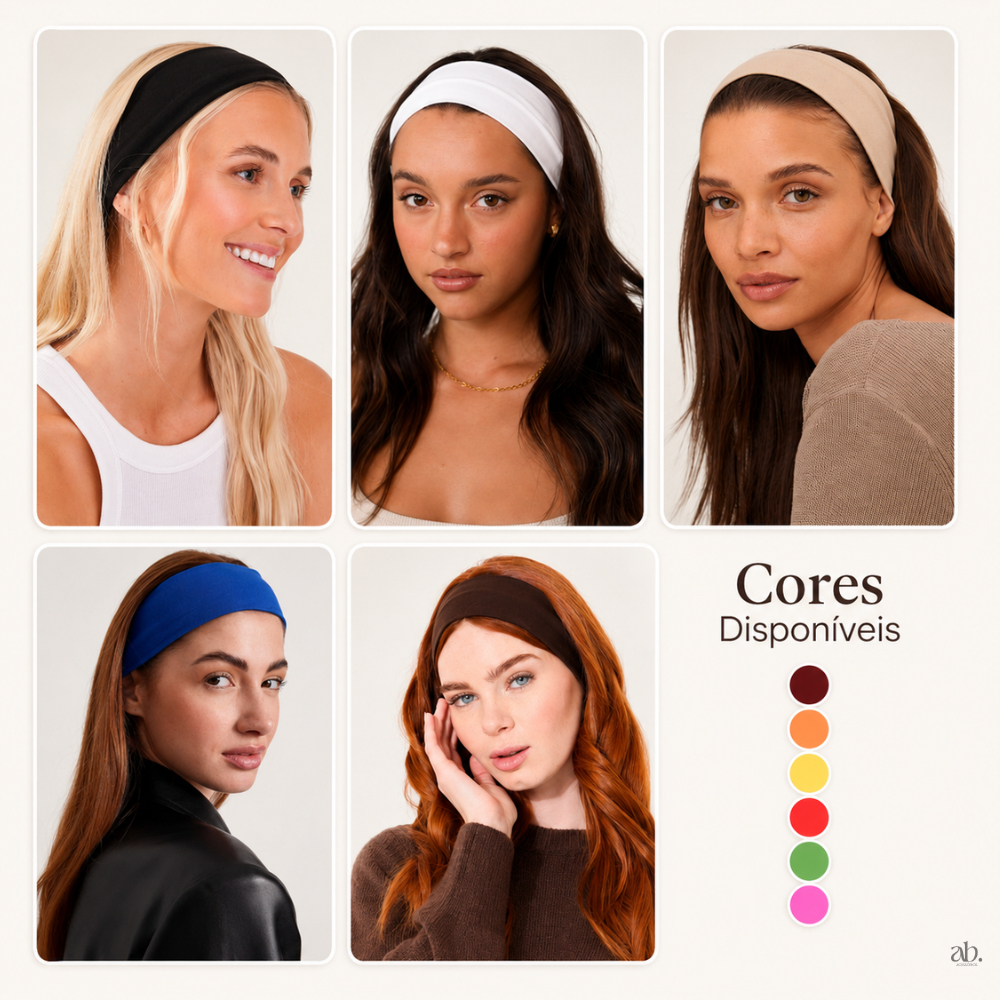 Faixa de Cabelo Feminina Colorida Elástica | Para Academia, Yoga, Maquiagem, Dia a Dia | Acessório Confortável e Estilos