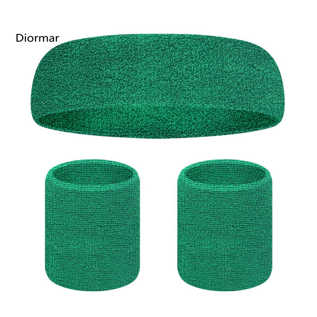 Workout Sweat Bands 3-piece Sports Set for Men Women – Breathable Soft Elastic Headband Wristbands for Running Yoga Ba