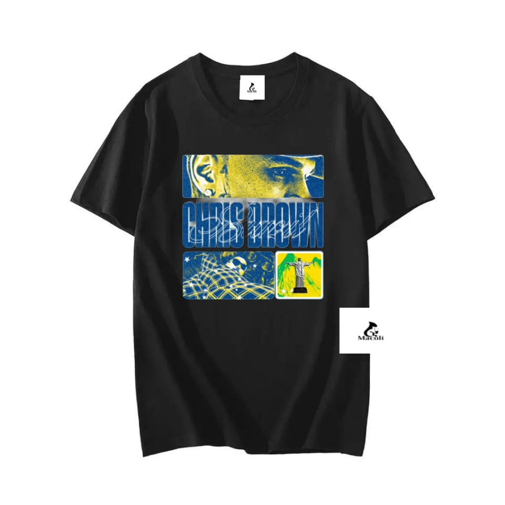 Camiseta Algodão Unissex Chris Brown Rapper Tour Brasil 2024 Blusa