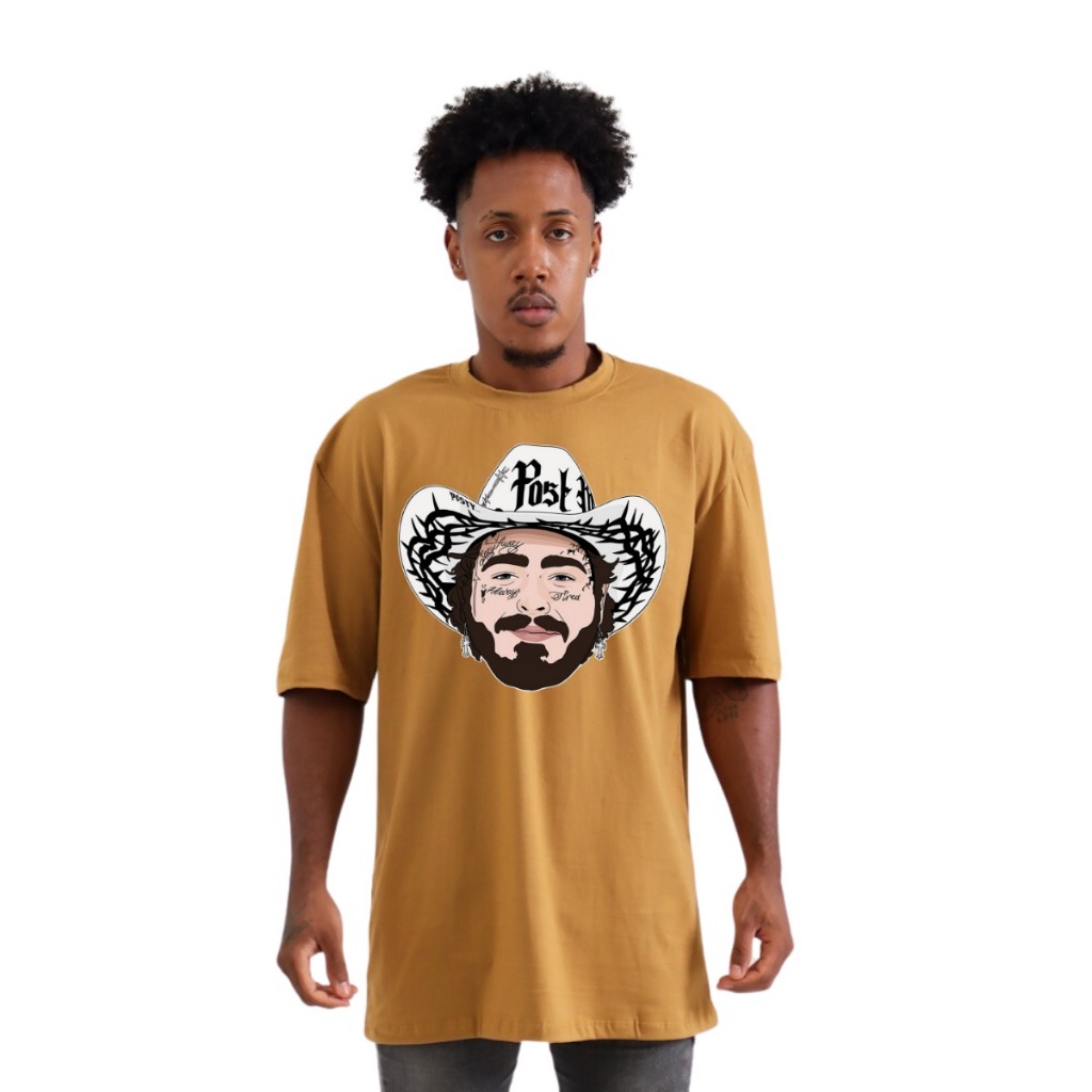Camiseta Camisa Oversized Post Malone Rapper Tour Brasil Algodão Confortável Para Fã