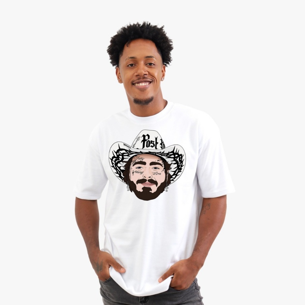 Camiseta Camisa Oversized Post Malone Rapper Tour Brasil Algodão Confortável Para Fã