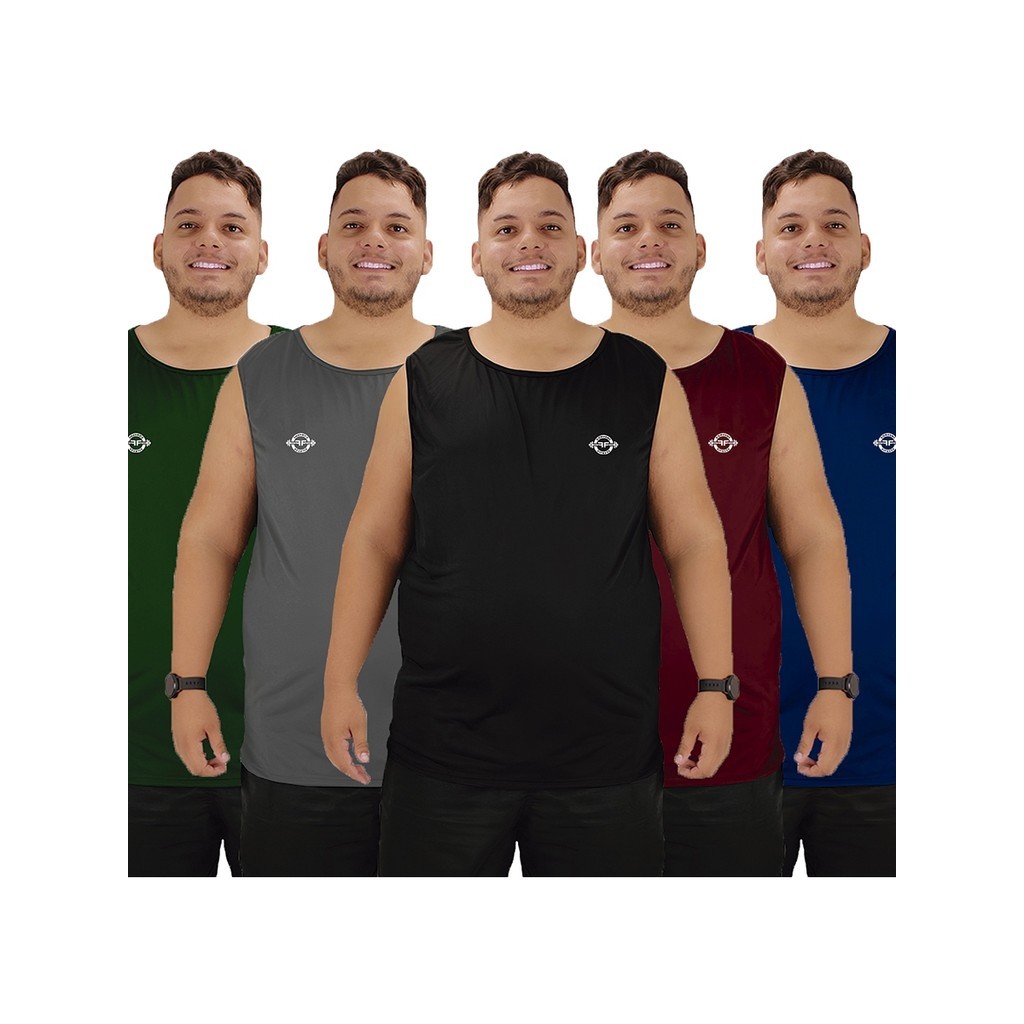 Kit 3 Camiseta Regata Masculina Dry Fit Plus Size Premium