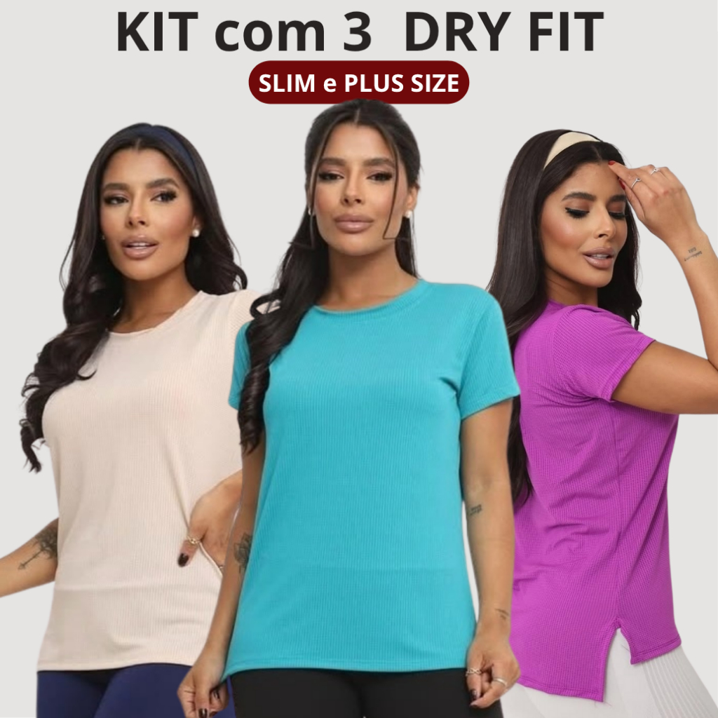 Camiseta Academia Dry Fit Slim e Plus size camiseta Treino feminina