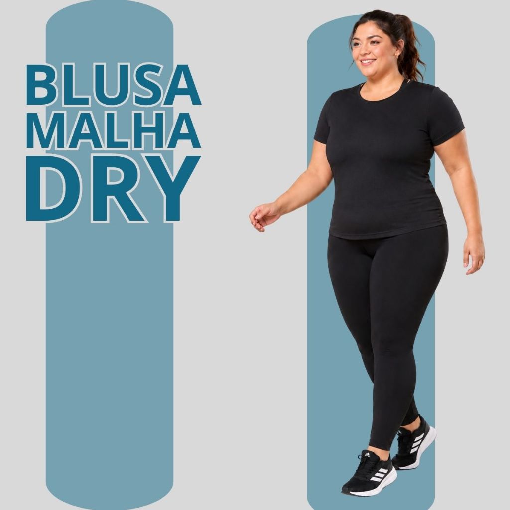 Camiseta Blusa Feminina Plus Size Malha Dry Fitness Academia G1 G2 G3 26762-A