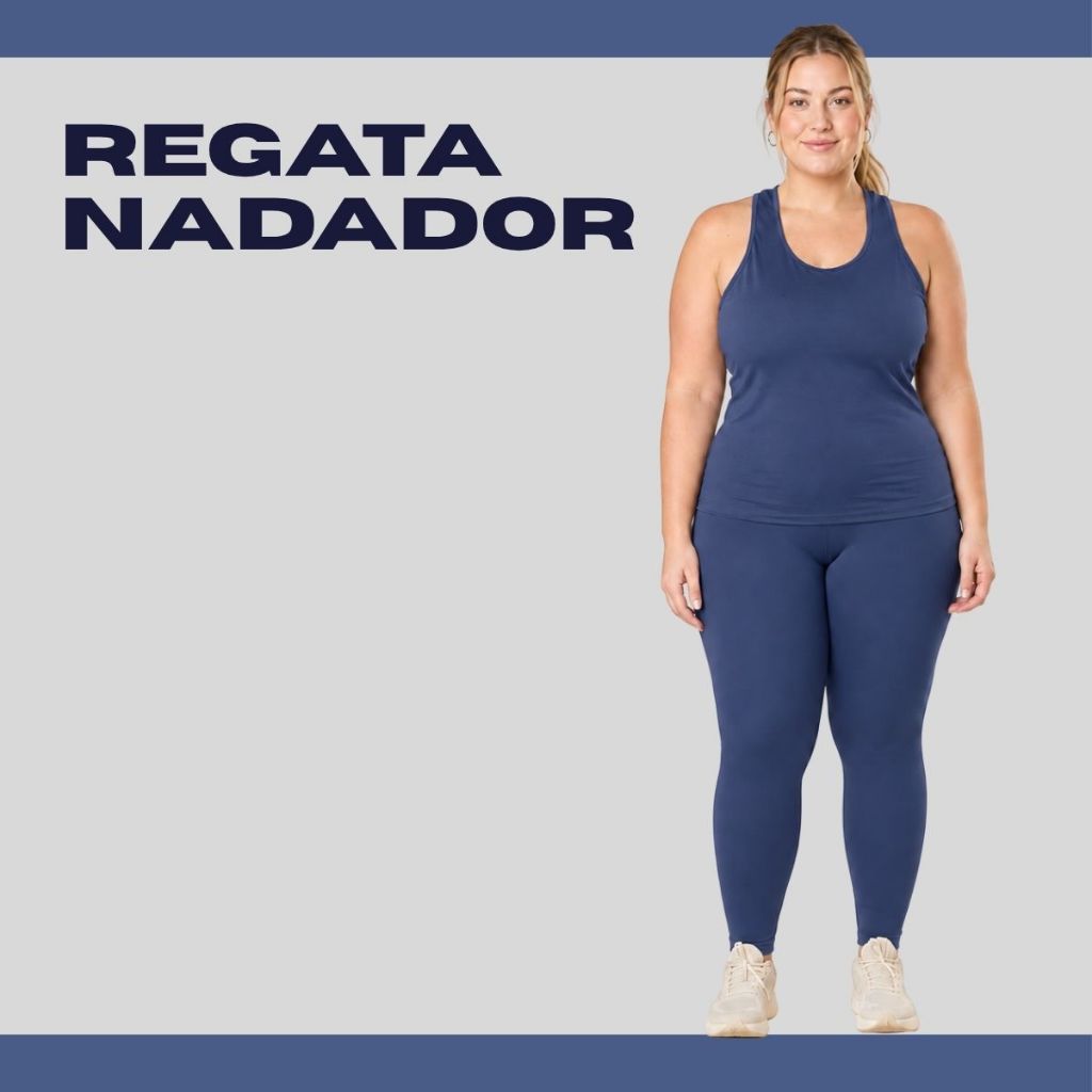 Regata Feminina Plus Size Malha Dry Nadador Fitness Academia G1 G2 G3 26763-A