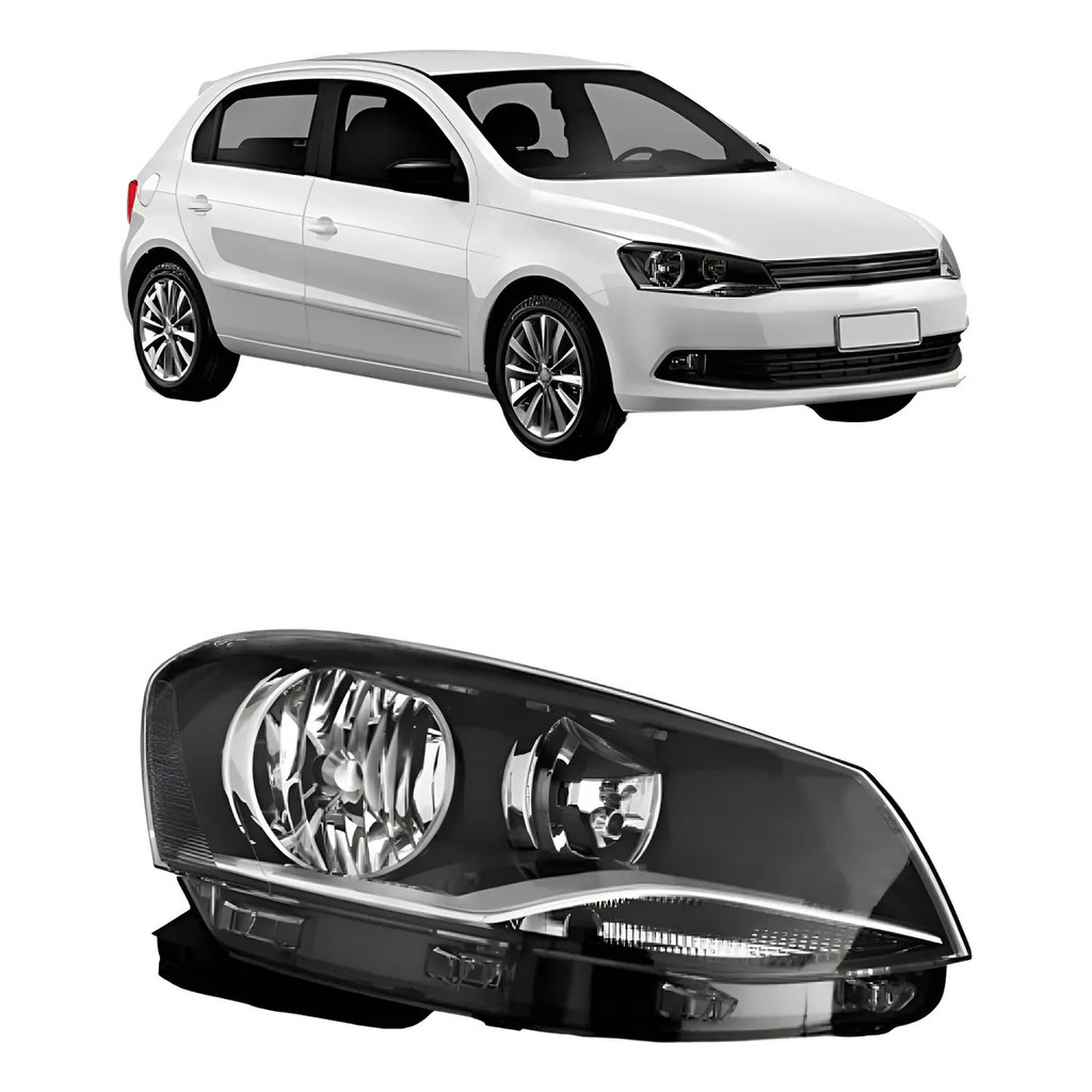 Farol Gol G6 2013 A 2016 Foco Duplo Cromado Mascara Negra Novos Promoção