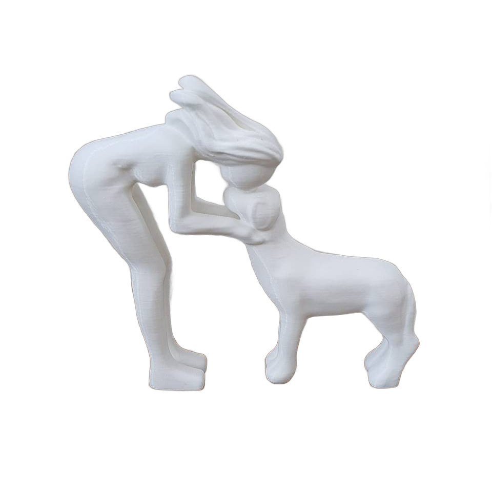 Escultura Mulher e Cachorro laço eterno Estátua Decorativa Minimalista
