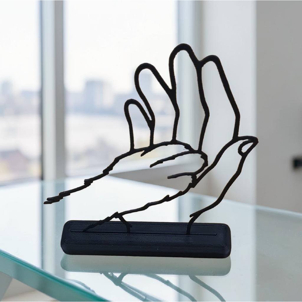 Enfeite Decorativo Silhueta Mão e Pata Cachorro Escultura Minimalista 3D para Amantes de Pets Altura Design Moderno