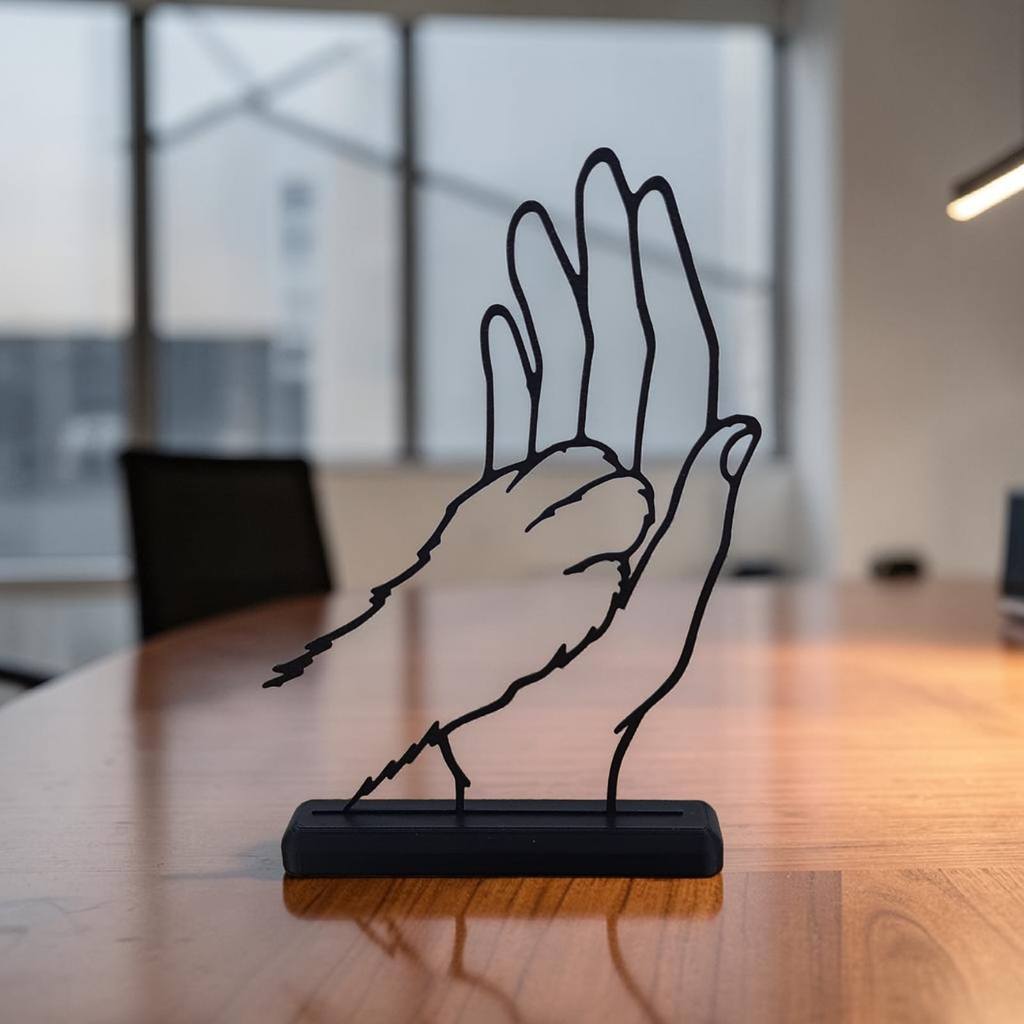 Enfeite Decorativo Silhueta Mão e Pata Cachorro Escultura Minimalista para Amantes de Pets