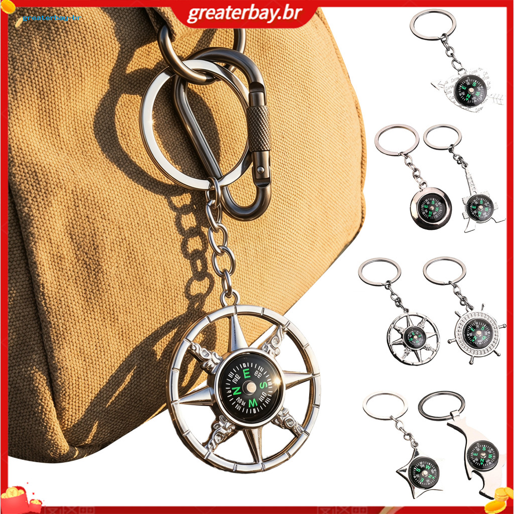 Mini Alloy Compass Keychain Outdoor Camping Backpack Charm Bag Pendant Gift for Hikers and Travelers – Durable Lightwe