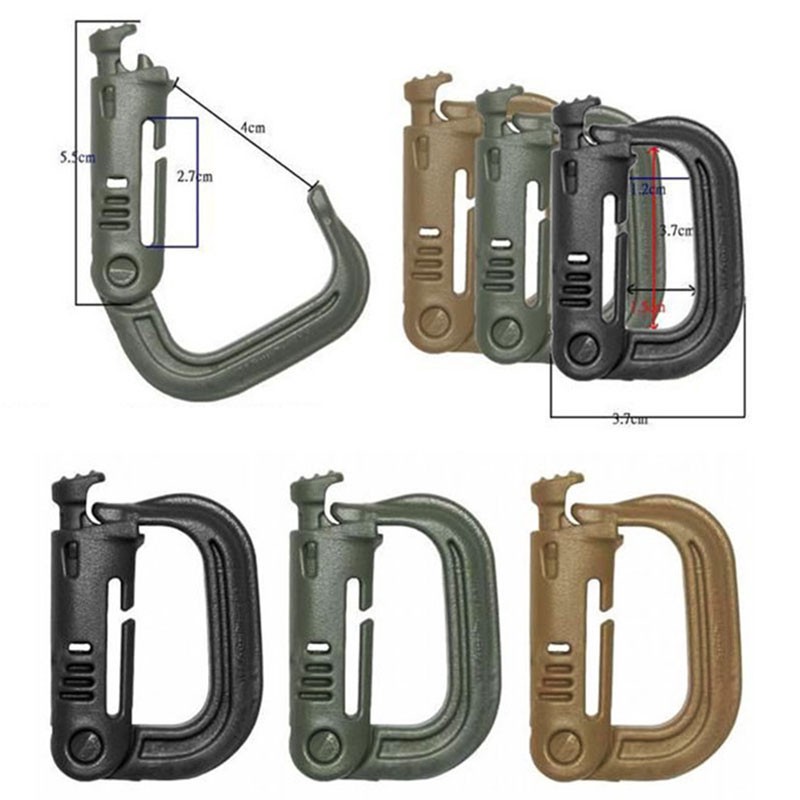 5pcs/set ITW GRIMLOC safety buckle Tactical hooks Carabiners D-type backpack buckle