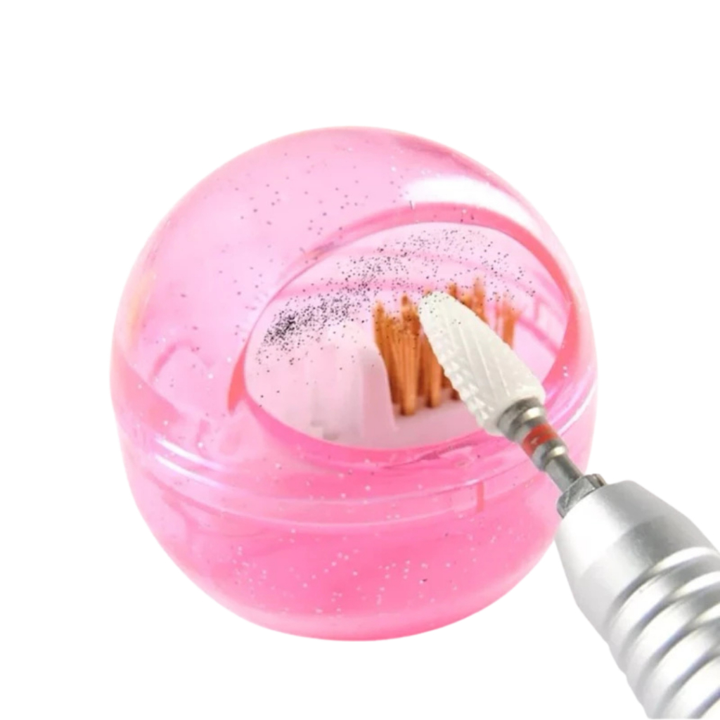 Suporte E Escova Limpa Brocas Para Unhas Nail Design Manicure Pedicure Poeira Resíduos SQ7952
