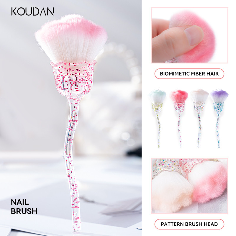 Escova De Unhas Limpador Ferramentas Manicure Lantejoulas Escovas Poeira Compõem Rosa Forma KOUDAN