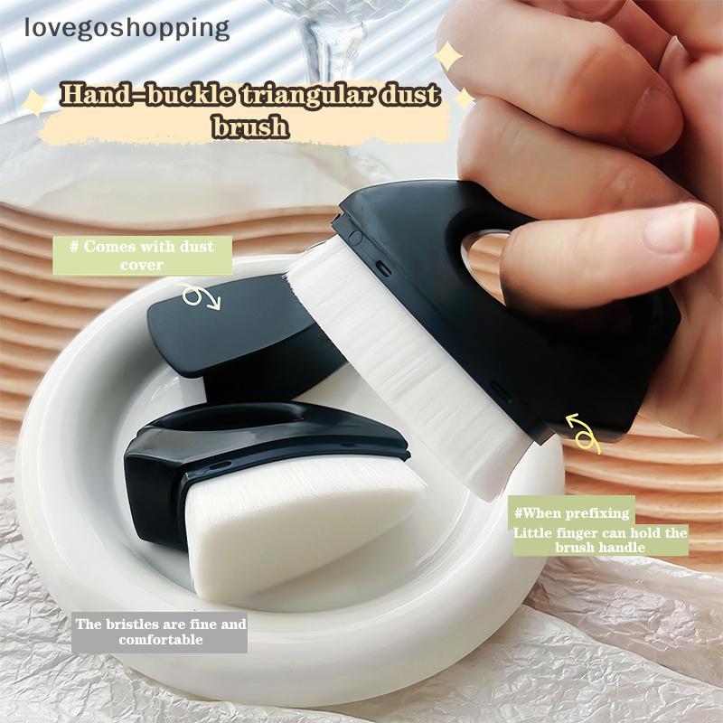 [lovego] Profissionais Nail Art Escova De Poeira Triangular Com Capa Dedo Bule Limpeza Pincel De Maquiagem Ferramentas D