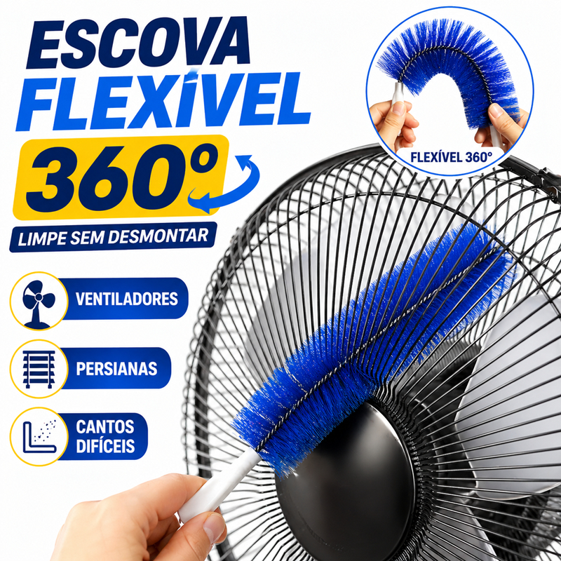 Escova Flexível de Limpeza Automotiva Dobrável Multiuso Ventilador Persianas Cantos Difíceis