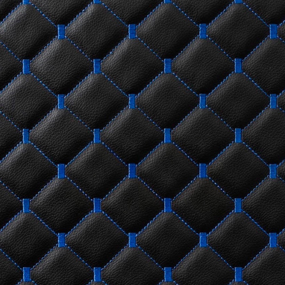 Courvin Automotivo Diamante Preto Com Costura Azul 1,80Mt X 1,38Mt