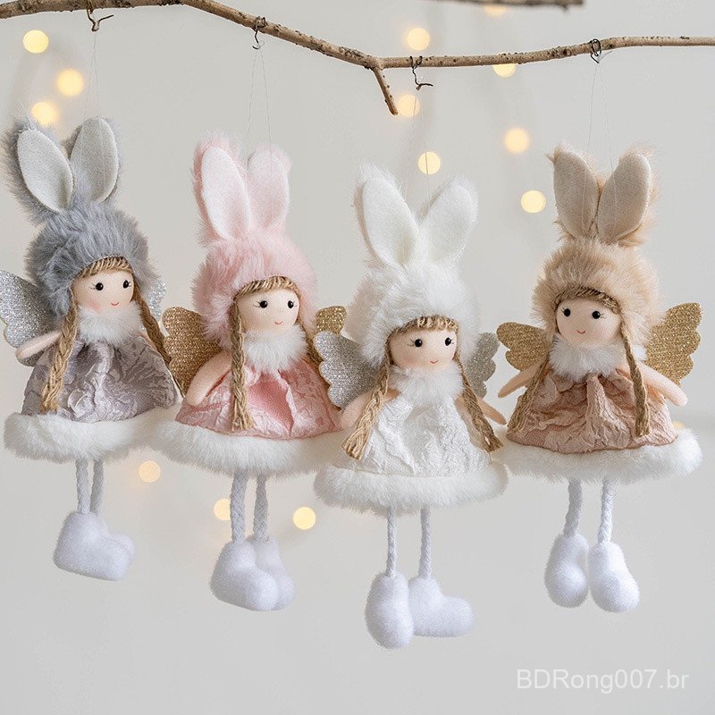 Decoração da Árvore de Natal Novo Estilo Plush Angel Girl Cute Rabbit Ears Doll Doll Christmas Tree