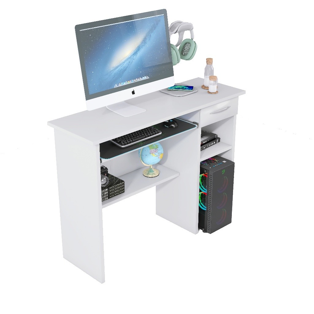 Mesa Com Gaveta E Suporte De Teclado Para Computador 90cm
