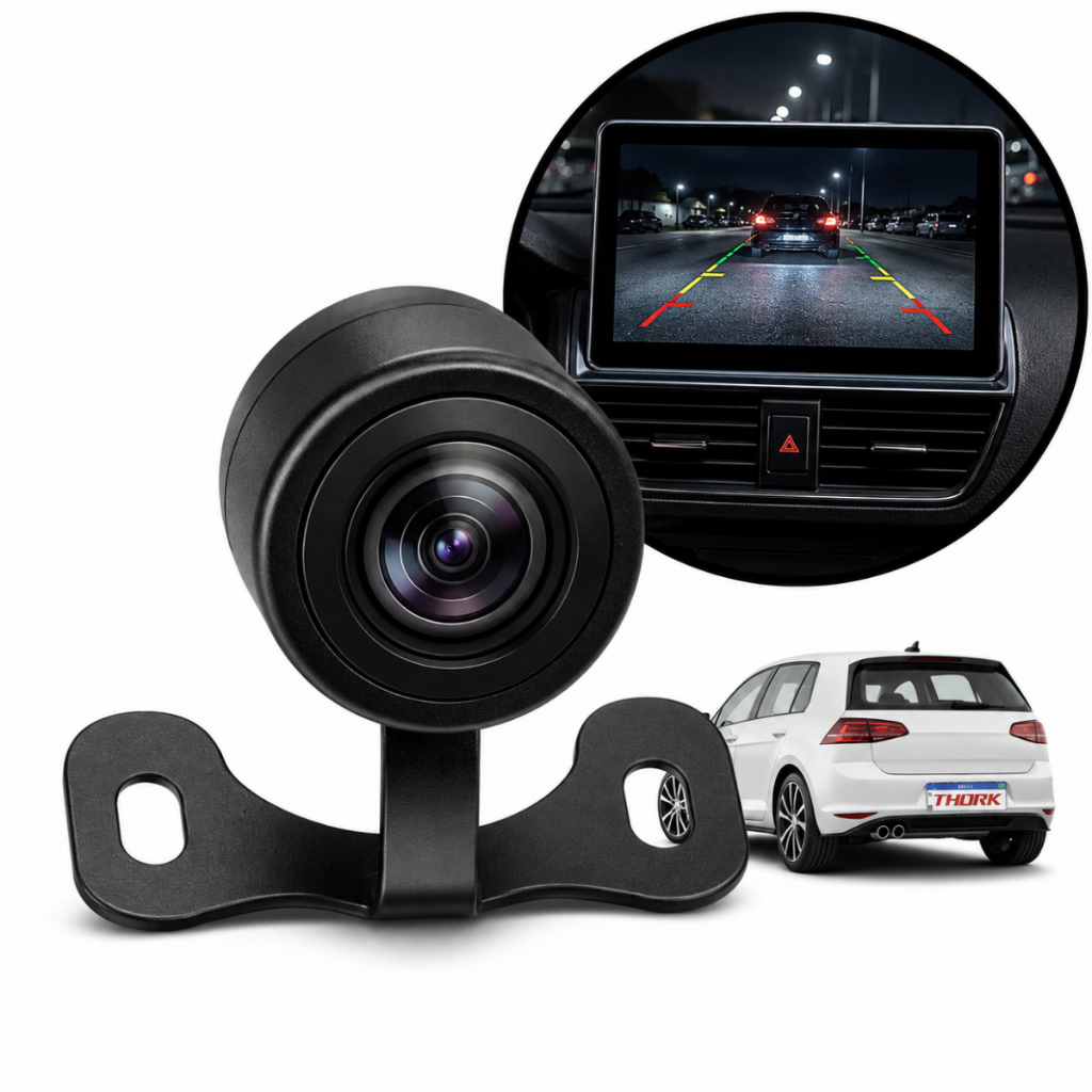 Câmera De Re Borboleta Universal Visão Noturna Colorida IP67 A Prova D Agua Cabo RCA 6 Metros Carro 12V
